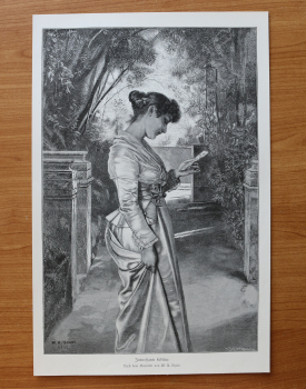 Wood Engraving Interesting Letter 1887 after painting by W A Shade Art Artist